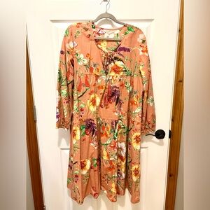 Paprika Floral Long Sleeve Tiered Dress Size L